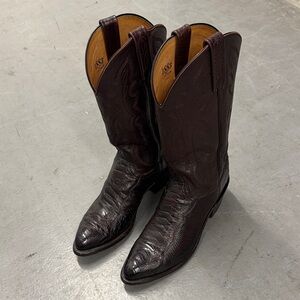 Lucchese 1883 Dark Brown Ostrich Leg Western Boots